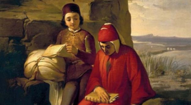 Dante in esilio Dante con il figlio vicino alla Pineta di classe