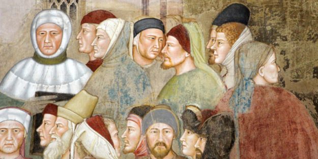 Sguardi sulla moda - persone con copricapi e abiti Due-Trecento